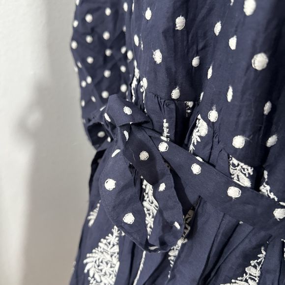 Talisman Dress Womens Medium Empire Waist V‎ Neck Lantern sleeves Pleasted Beach - Picture 7 of 13